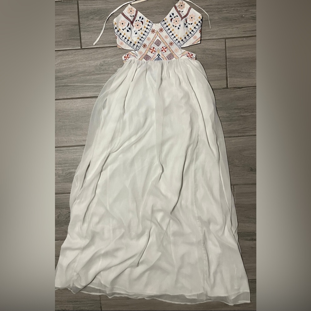 Embroidered Maxi Dress with Spaghetti Straps